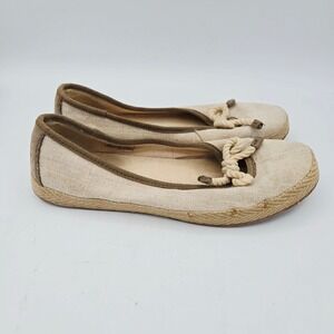 UGG Espadrille Flats Women's Size 6.5 Beige Rope Trim Bow Detail